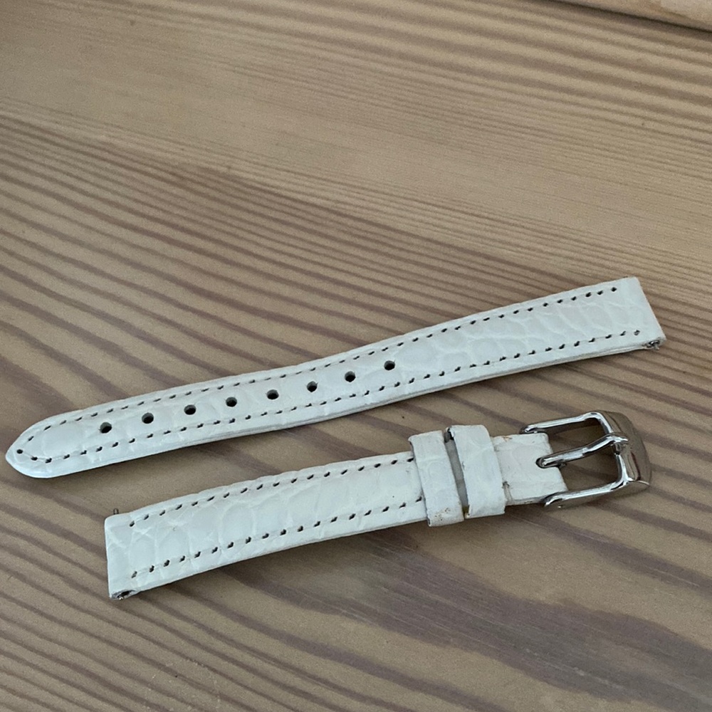 Michele 12mm White genuine alligator watch band